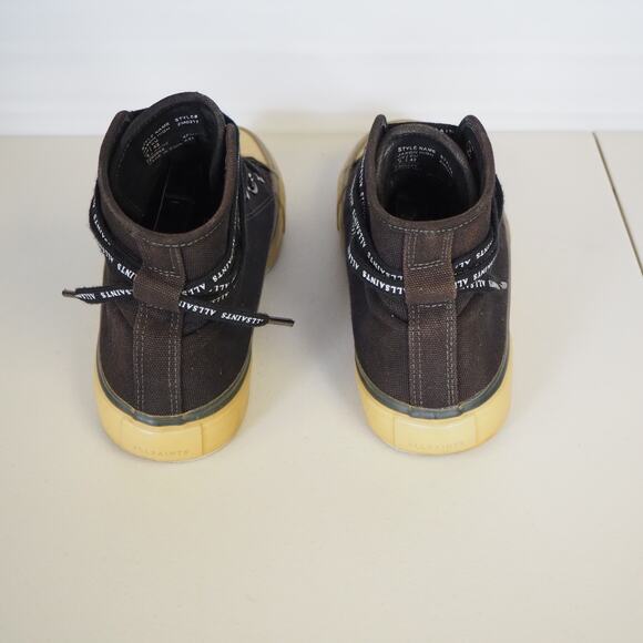 ALLSAINTS Jaxon High Top Canvas Sneaker Shoes Mens S US 9 EU 42 Black Distressed - Picture 4 of 11